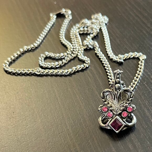 Vintage Jewelry - ‼️SOLD‼️ Vintage 1998 Gothic Victorian Inspired Ornate Necklace Pink Purple Gems